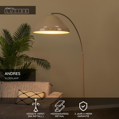 Lucide ANDRES - Vloerlamp - 1xE27 - Taupe | Vibes